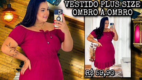 🛑 VESTIDO PLUS SIZE OMBRO A OMBRO VISCOLYCRA 46 AO 54 MODA FEMININA