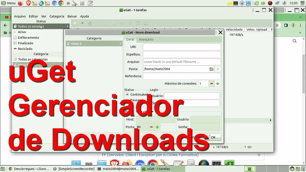 uGet gerenciador de downloads. Muito prático e muito bom. Para Linux, Windows, BSD e Android.