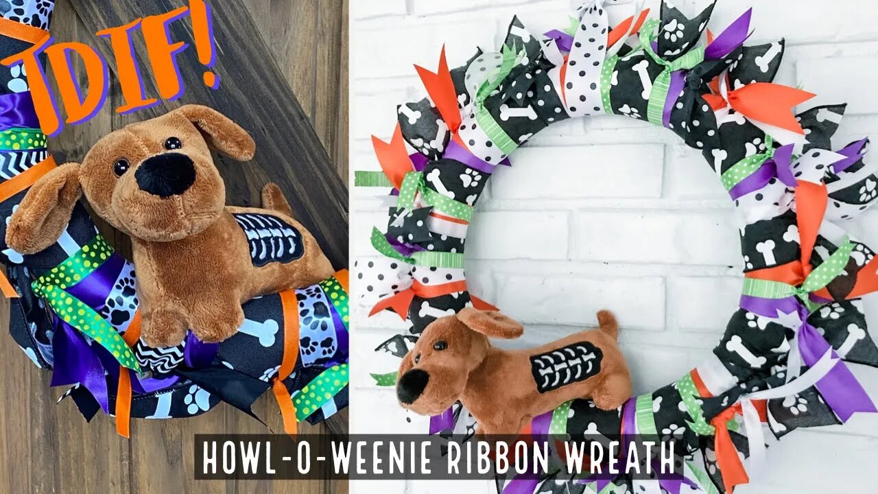 How to make a Howl-O-Weenie Ribbon Wreath for Halloween