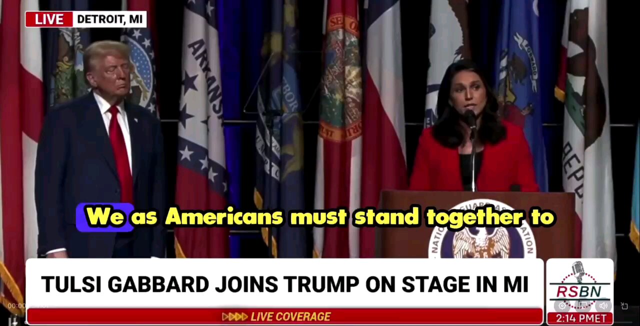 Tulsi Gabbard endorses Trump at Trump’s address to the National Guard Association. (See Description)