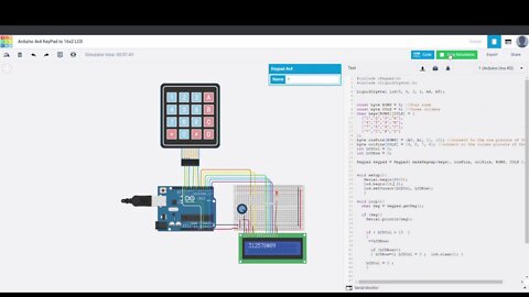 كيفية تشغيل لوحة المفاتيح 4*4 مع أردوينو أونو وشاشة كريستالية على برنامج المحاكاة تينكركاد