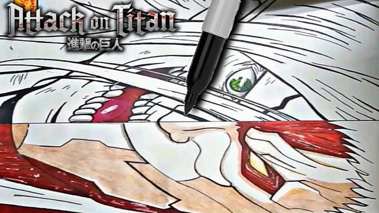 Drawing Eren vs Reiner Attack on Titan