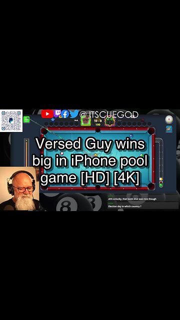 Versed Guy wins big in iPhone pool game [HD] [4K] 🎱🎱🎱 8 Ball Pool 🎱🎱🎱