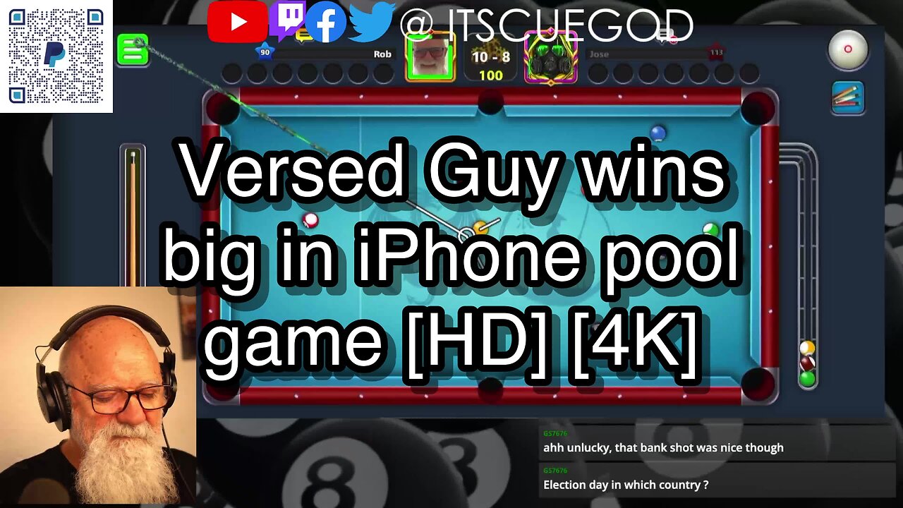 Versed Guy wins big in iPhone pool game [HD] [4K] 🎱🎱🎱 8 Ball Pool 🎱🎱🎱