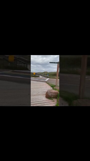 Walking the rainbow road at Brackley Beach