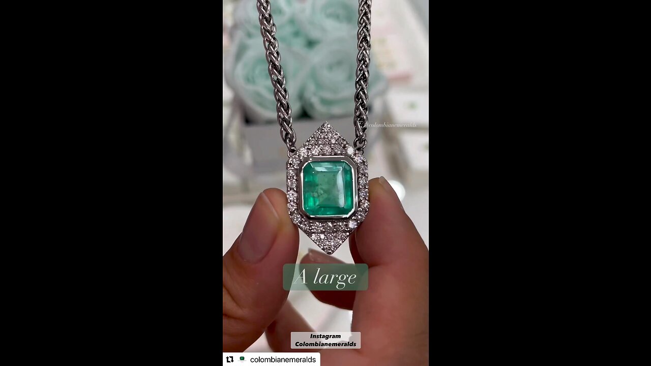 Contemporary trendy emerald and diamond gold necklace - unique handmade statement jewelry