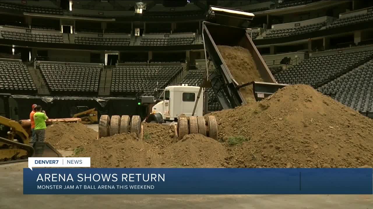 Preparing for Monster Jam show at Ball Arena this weekend