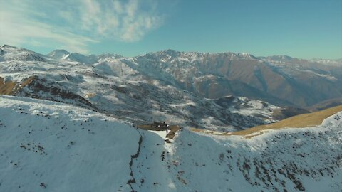 Аmazing snowy views in the Сaucasus mountains by drone