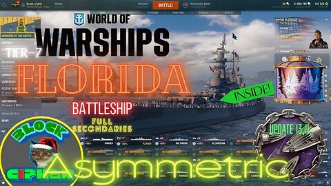 Premium USN Battleship Tier-7 FLORIDA / Asymmetric mode | World of Warships