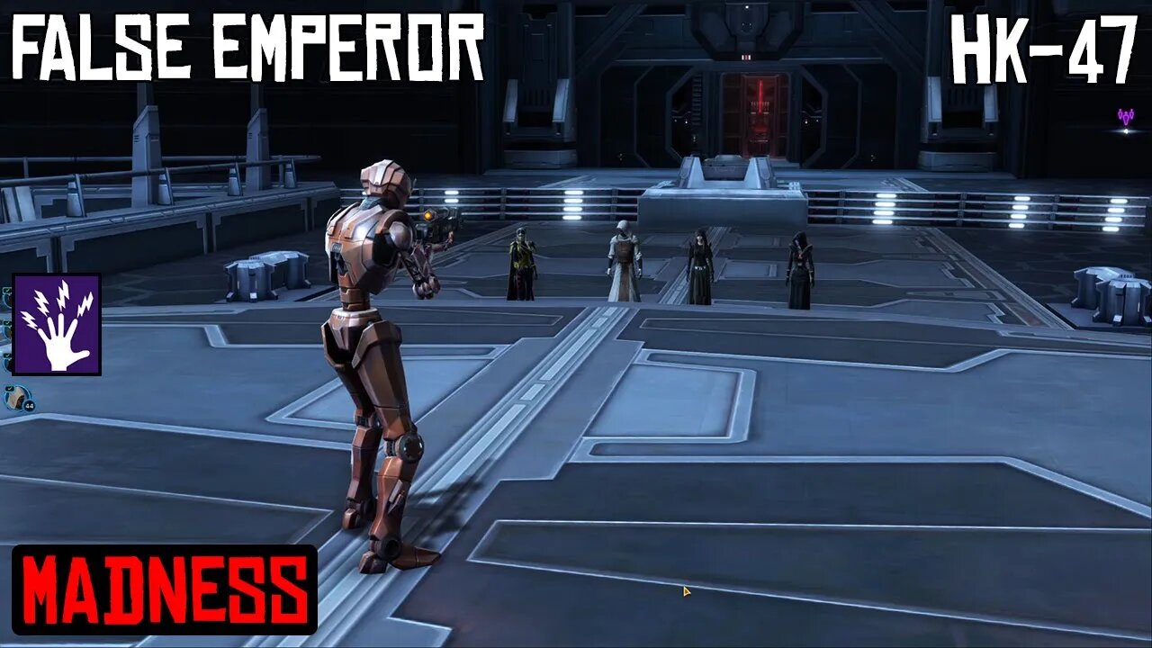 SWTOR Madness Sorcerer PvE Gameplay | The False Emperor - HK-47 Boss Fight | Master Difficulty