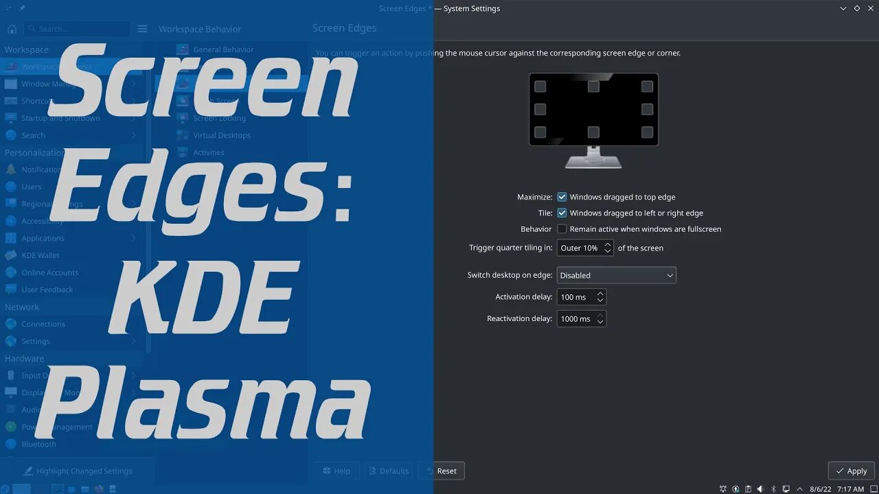 KDE Plasma Screen Edges | Konfiguring KDE Plasma