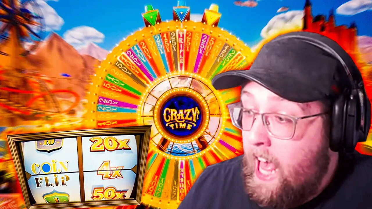 BIG MULTIPLIER WIN ON CRAZY TIME & 4X TOP SLOT COIN FLIP! (LIVE GAME SHOW)