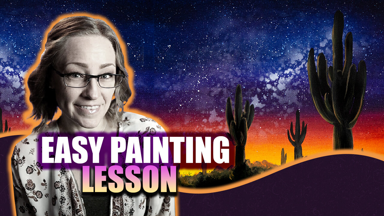 Full Acrylic Painting Lesson - Desert Night