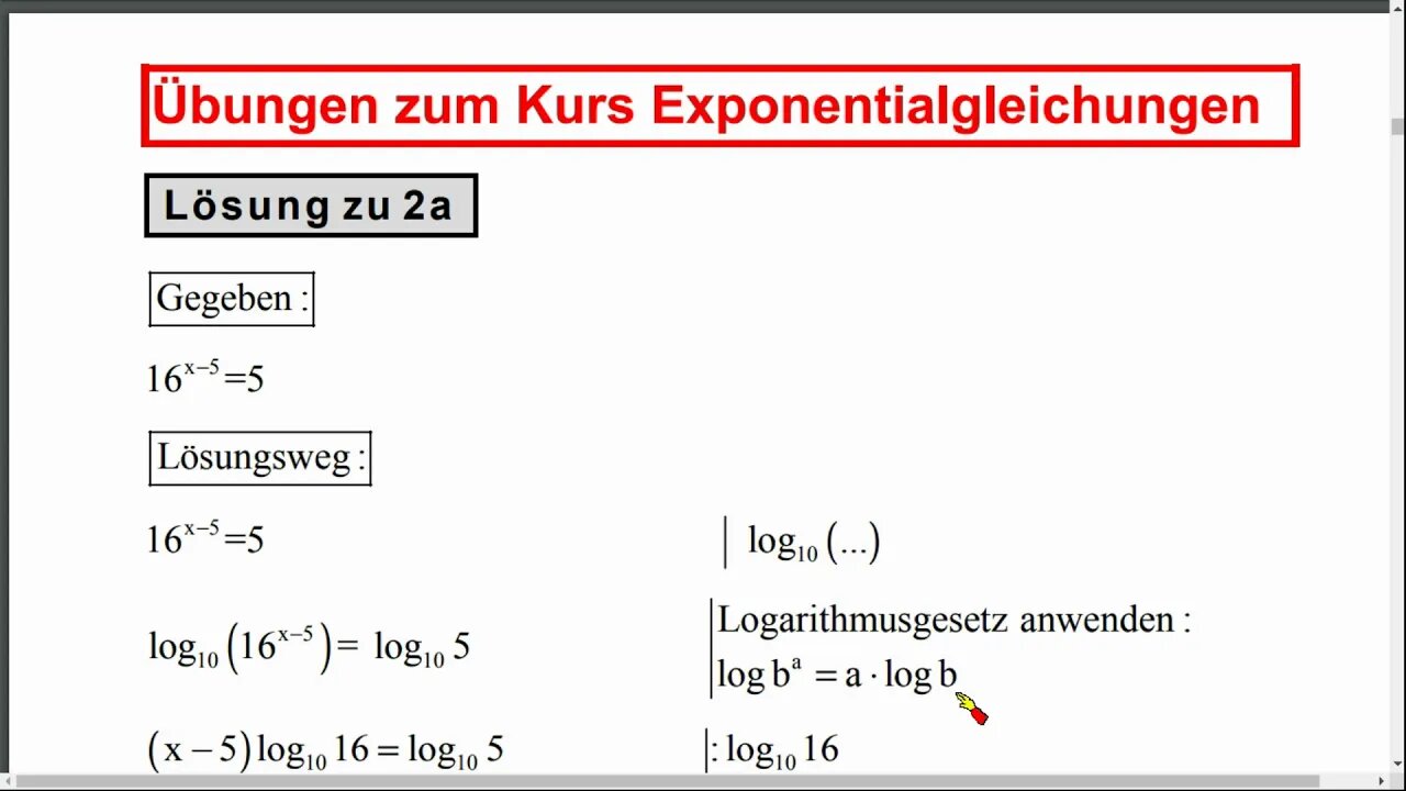 Exponentialgleichungen 2