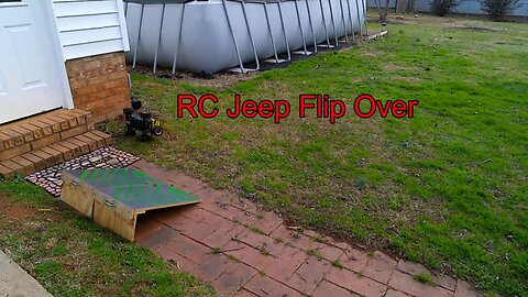 RC Jeep In The Back Yard Jumping Ramps