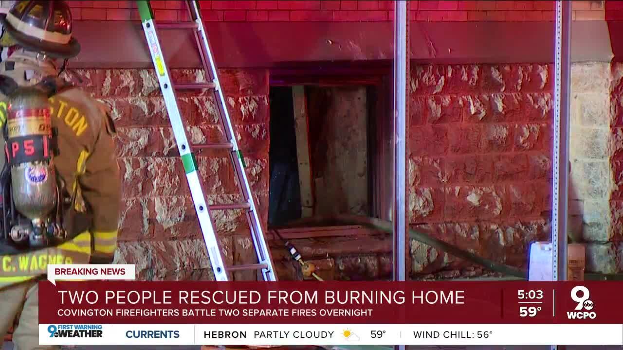 Covington fire crews rescue two people from burning home