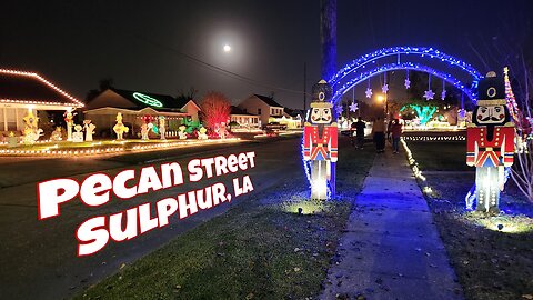 Christmas light walk on Pecan Street in Sulphur, Louisiana