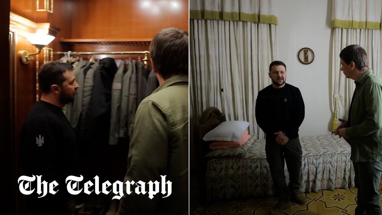 Ukraine's Zelensky reveals single bed and walk-in wardrobe in tour of his underground bunker in Kyiv