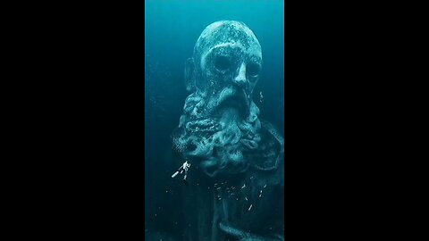 It's real; huge statue in the ocean.