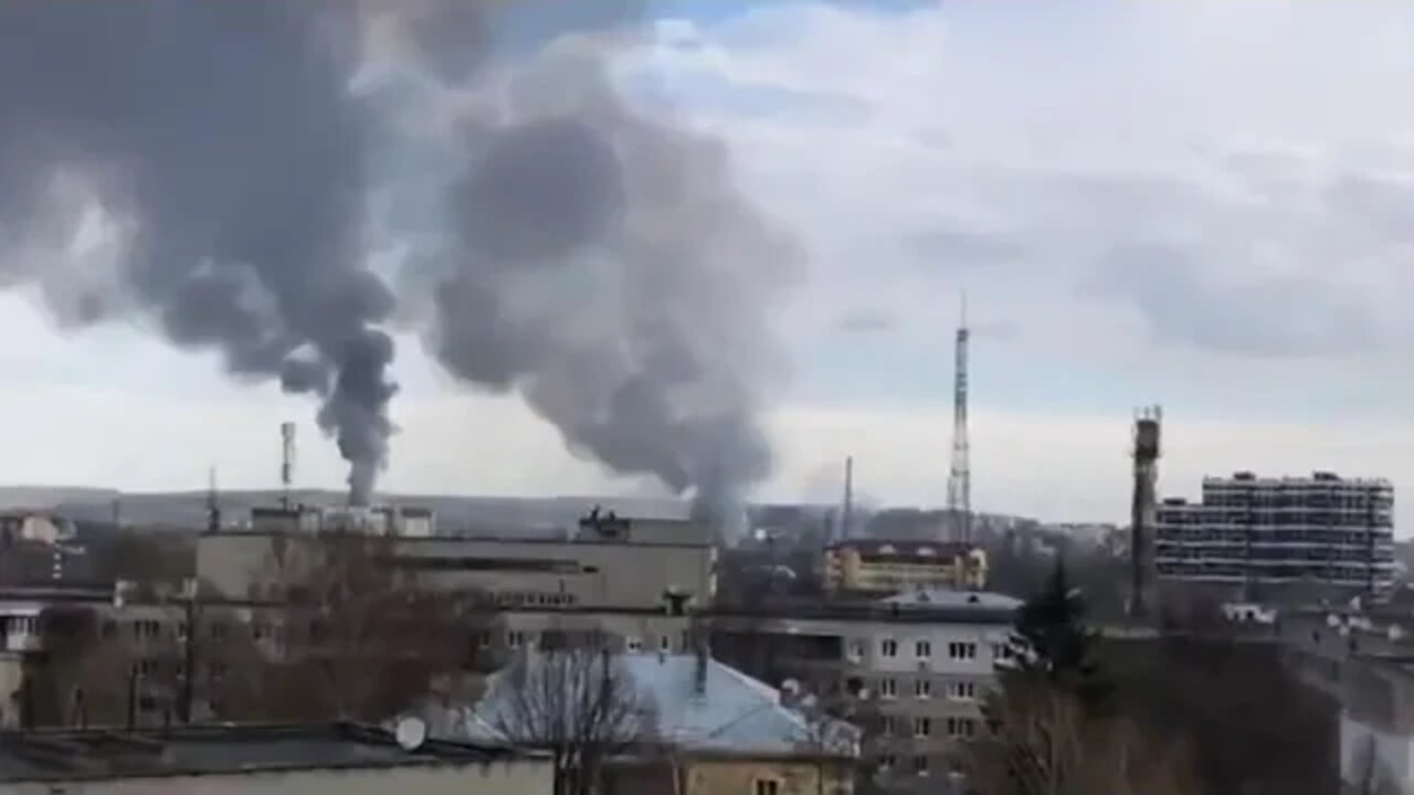 Damages after powerful missile strike attack in western Ukrainian city of Lviv