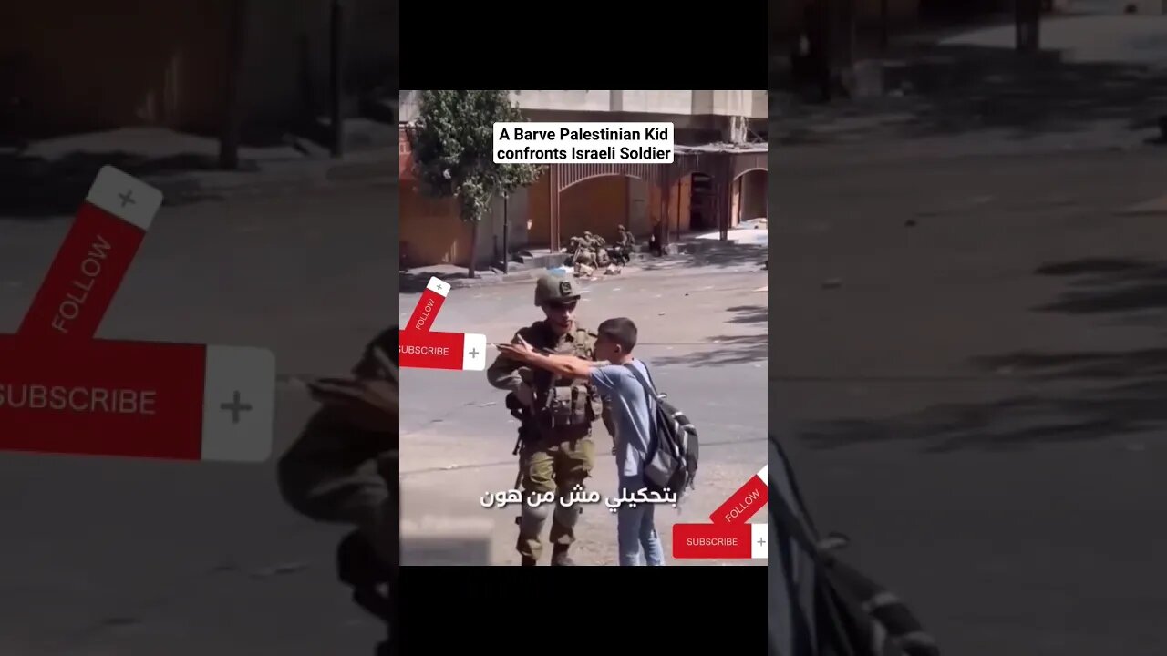 Brave Palestinian Kid confronts Israeli Soldier #israelunderfire #freepalestine