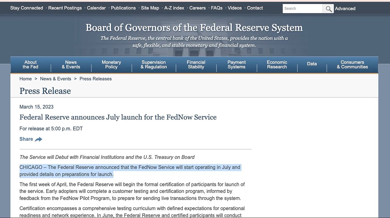 CBDCS | FedNow | Are CBDCs Coming To America July 2023?!!! "Federal Reserve announces July launch for the FedNow Service" - March 15th 2023 FederalReserve.org | "COVID Makes Surveillance Go Under the Skin." - Yuval Noah Harari