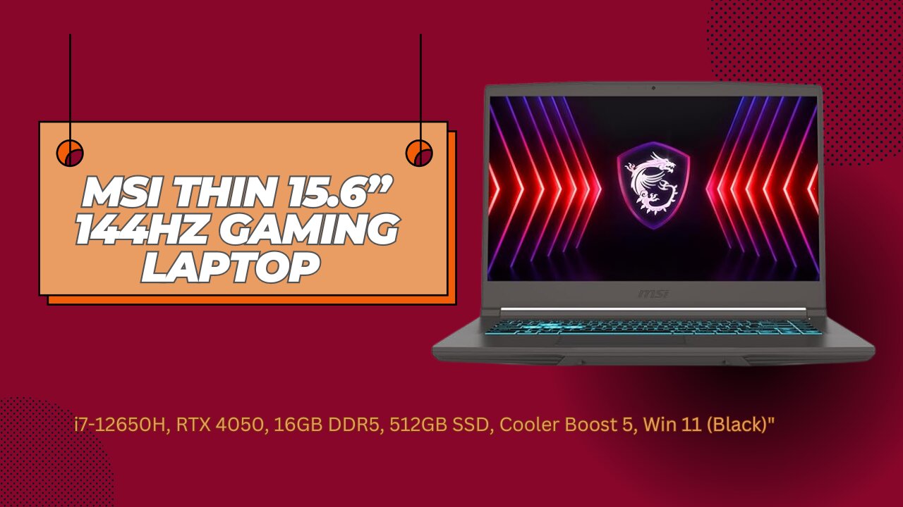 MSI Thin 15.6” 144Hz Gaming Laptop