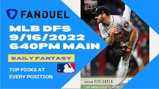 Dream's Top Picks for MLB DFS Today Main Slate 9/16/2022 Daily Fantasy Sports Strategy FANDUEL