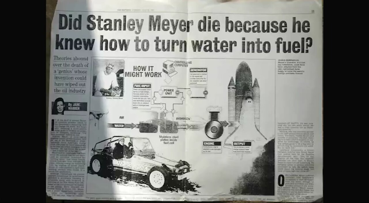 Car That Runs on Water Inventor Killed For Refusing to Sellout to Big Oil. Stanley Meyers Hydro-Cell