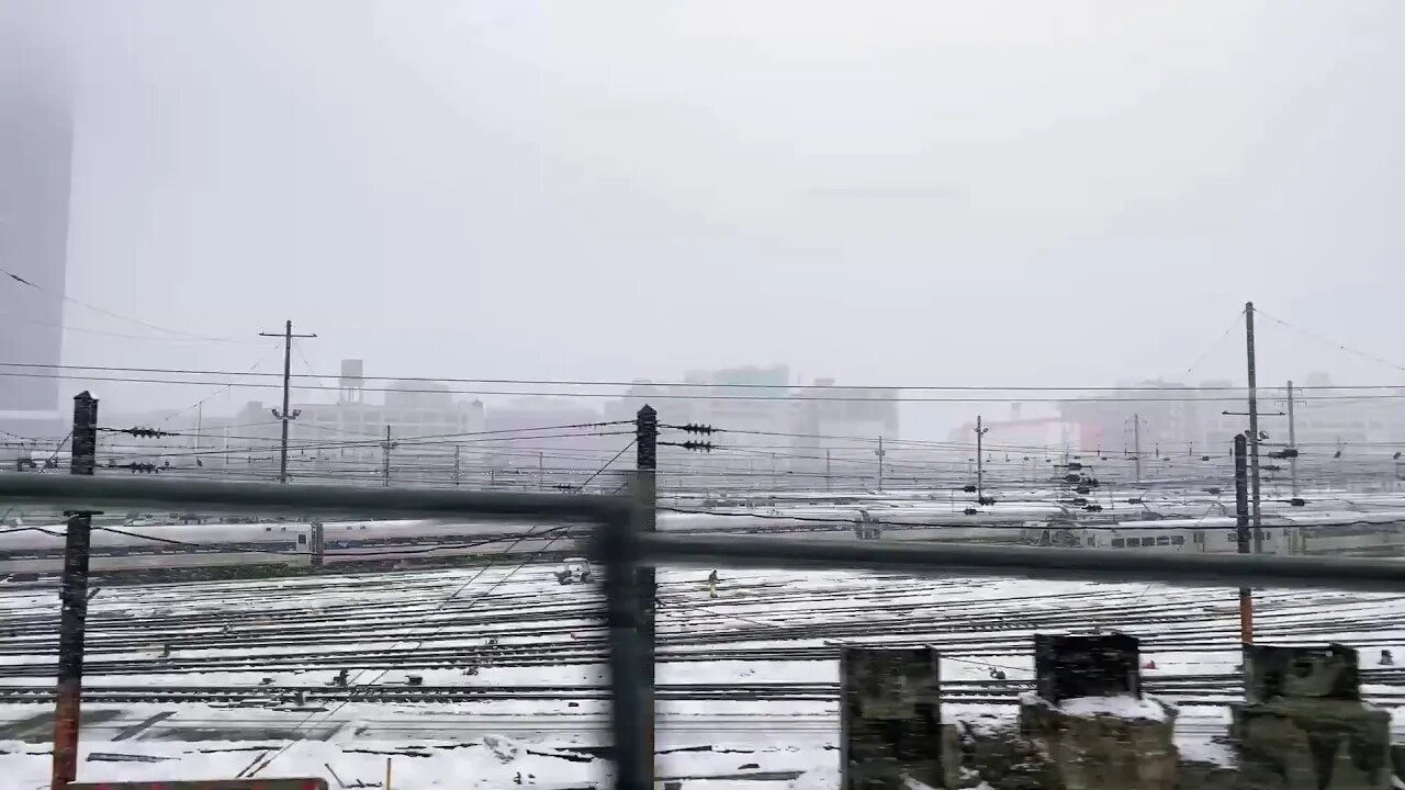 High Speed Long Island Rail Road across Snowy Queens ❄️