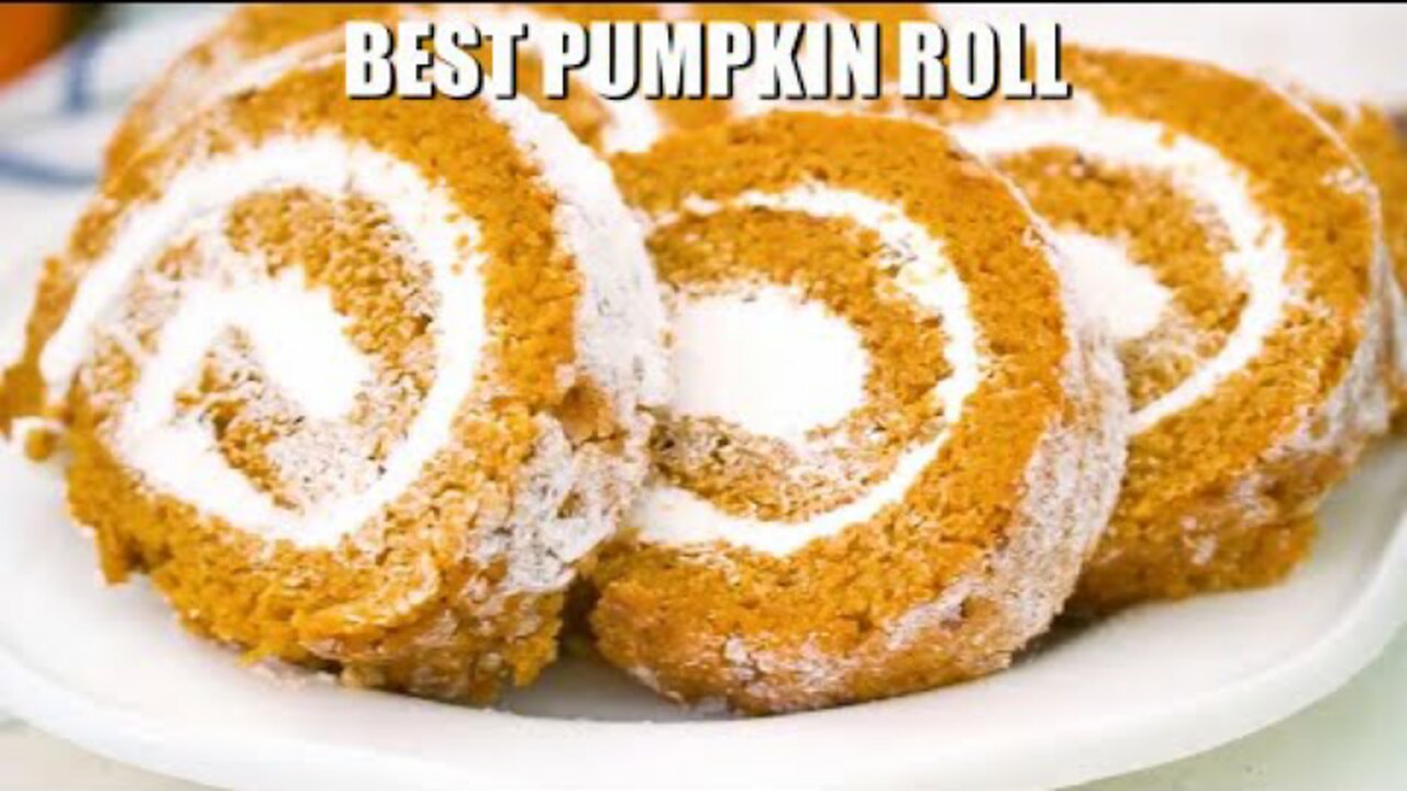 Pumpkin Roll with Cream Cheese Frosting - Sweet and Savory Meals