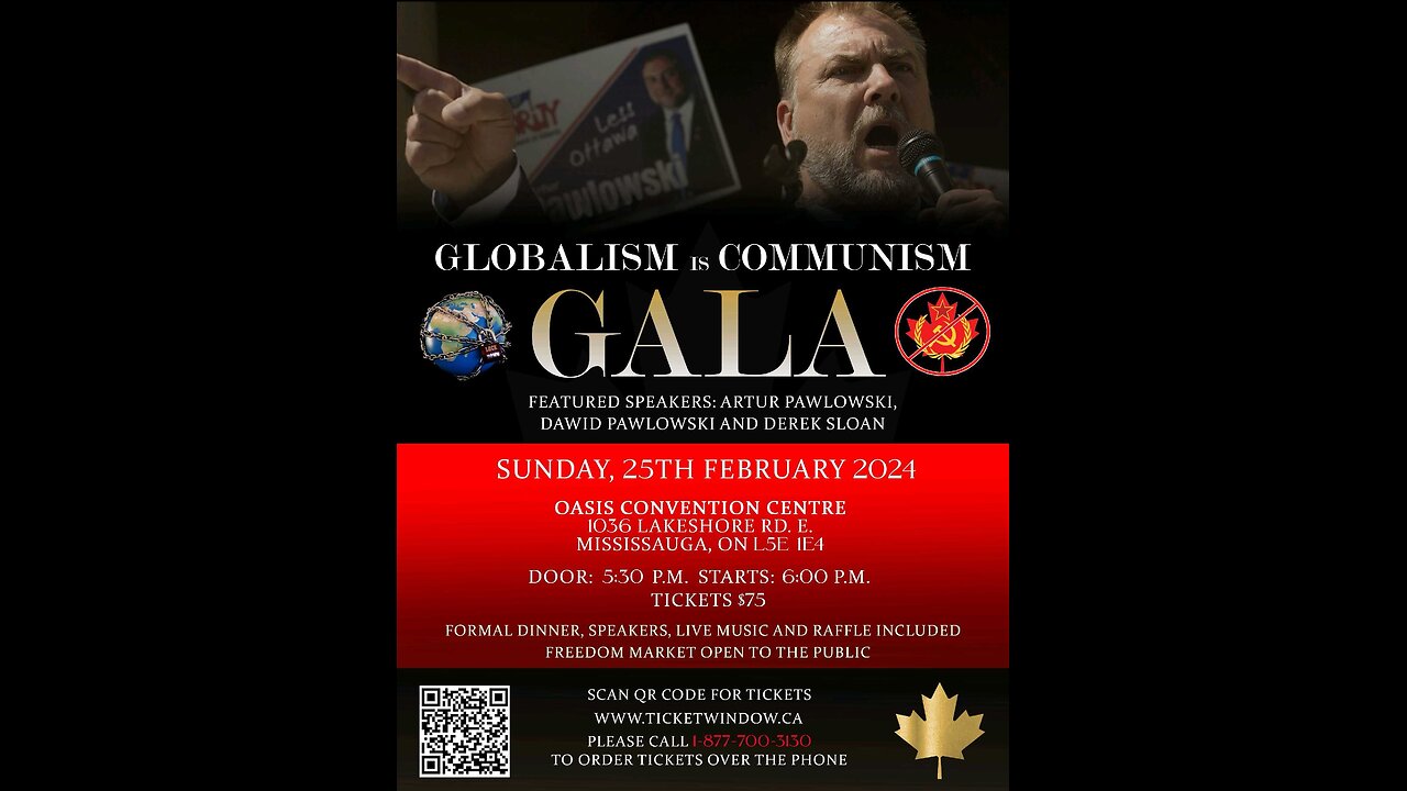 Globalism is Communism freedom gala Artur Pawlowski, Dawid Pawlowski, Derek Sloan