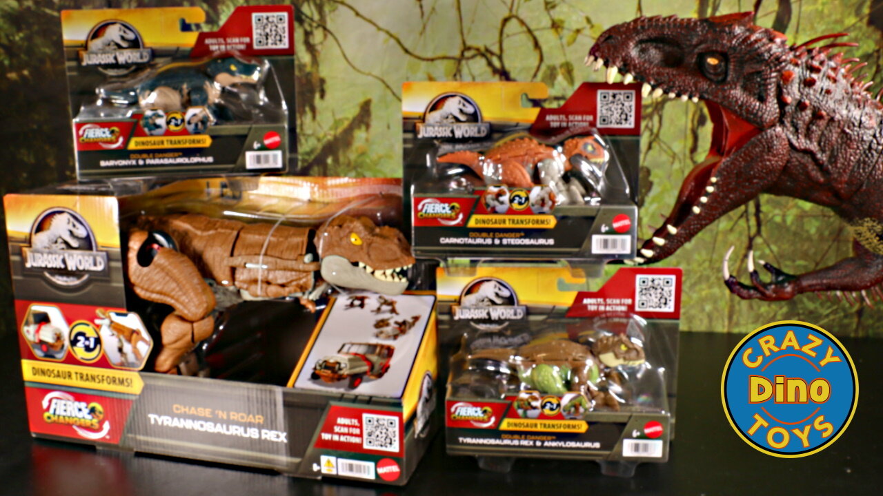 4 Jurassic World Transforming Dinosaurs Fierce Changers Tyrannosaurus Rex Dominion Unbox #shorts