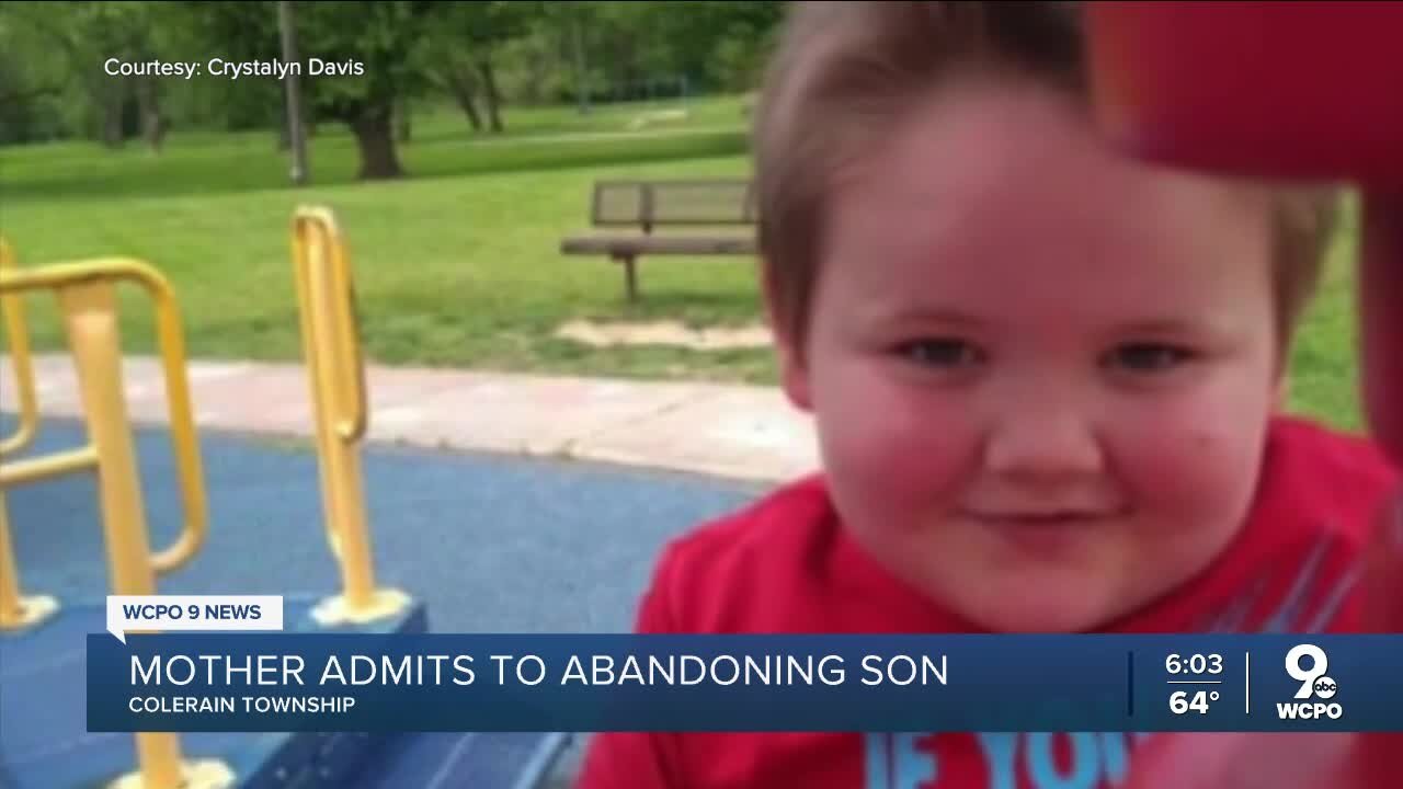 Mom says she abandoned son in Colerain Township to 'save him from' her