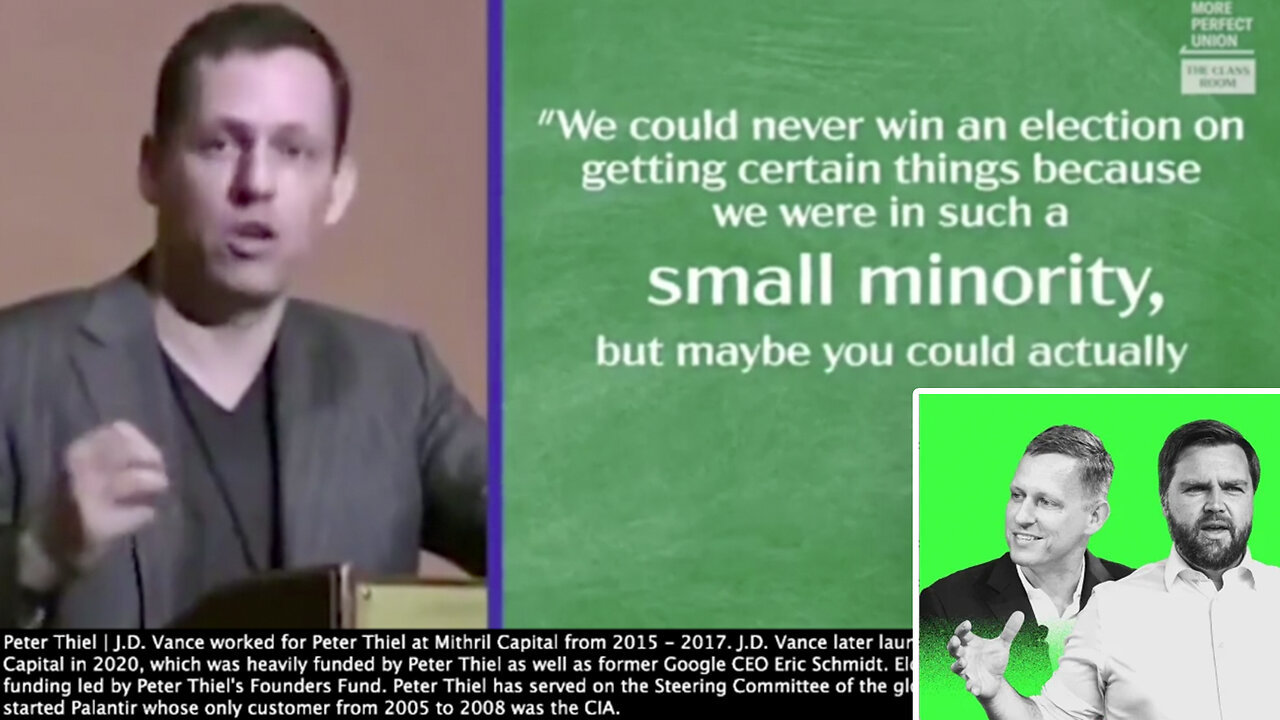 Peter Thiel | What Is Thiel Talking About? "Initial Founding Vision Was We Were Going to Use Technology to Change the Whole World & Overturn Monetary System of the World. We Could Never Win An Election." - J.D. Vance's Partner