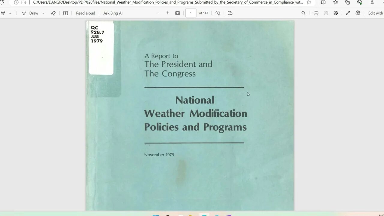 Weather Modification policy Report to Congress 1979 Cont.