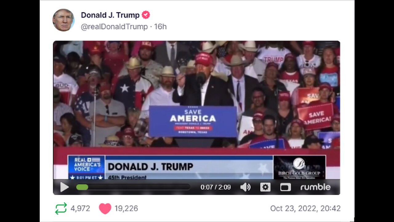 Donald J Trump TS post Oct 23, 2022, 20:42