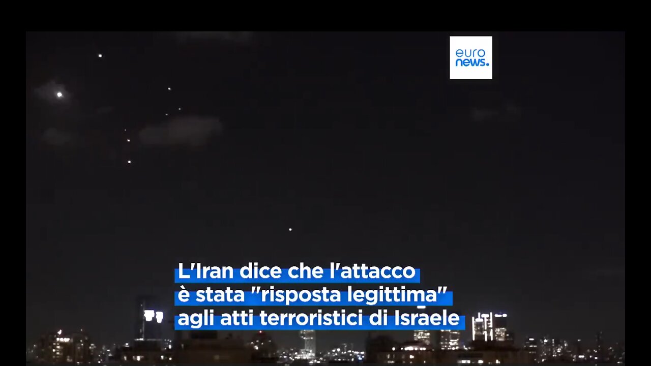 NOTIZIE DAL MONDO guerra in Medio Oriente:L'Iran lancia 200 missili contro Israele tutti intercettati dal sistema Iron Dome. Iran:"Risposta legittima agli atti terroristici di Israele".Idf:"L'attacco avrà gravi conseguenze