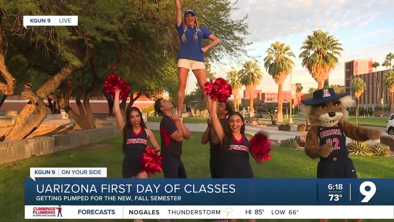 April's wobbly cheer stunt with UArizona cheerleaders