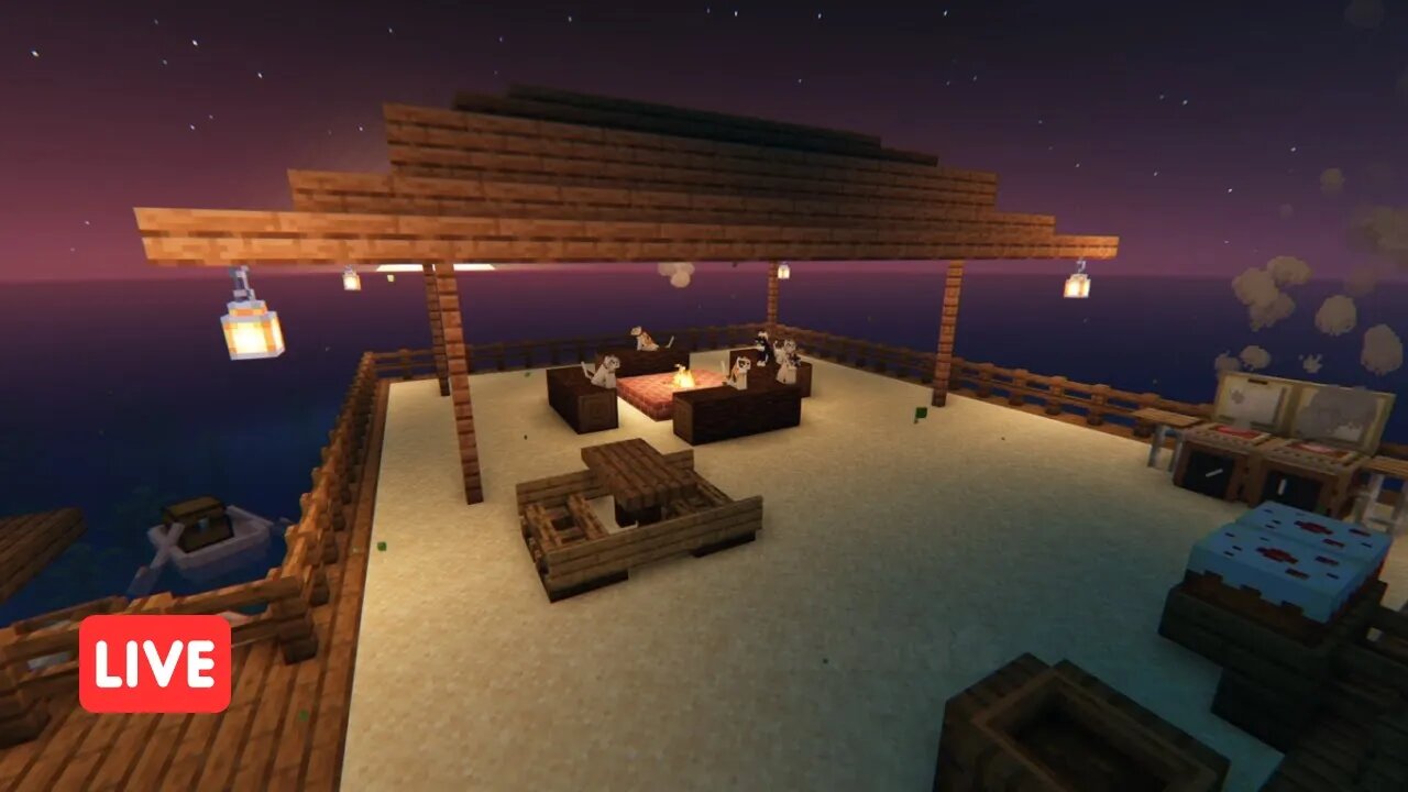 Picnic at The Pier with Happy Tunes to Relax, Study, Read or Sleep | Minecraft Ambience