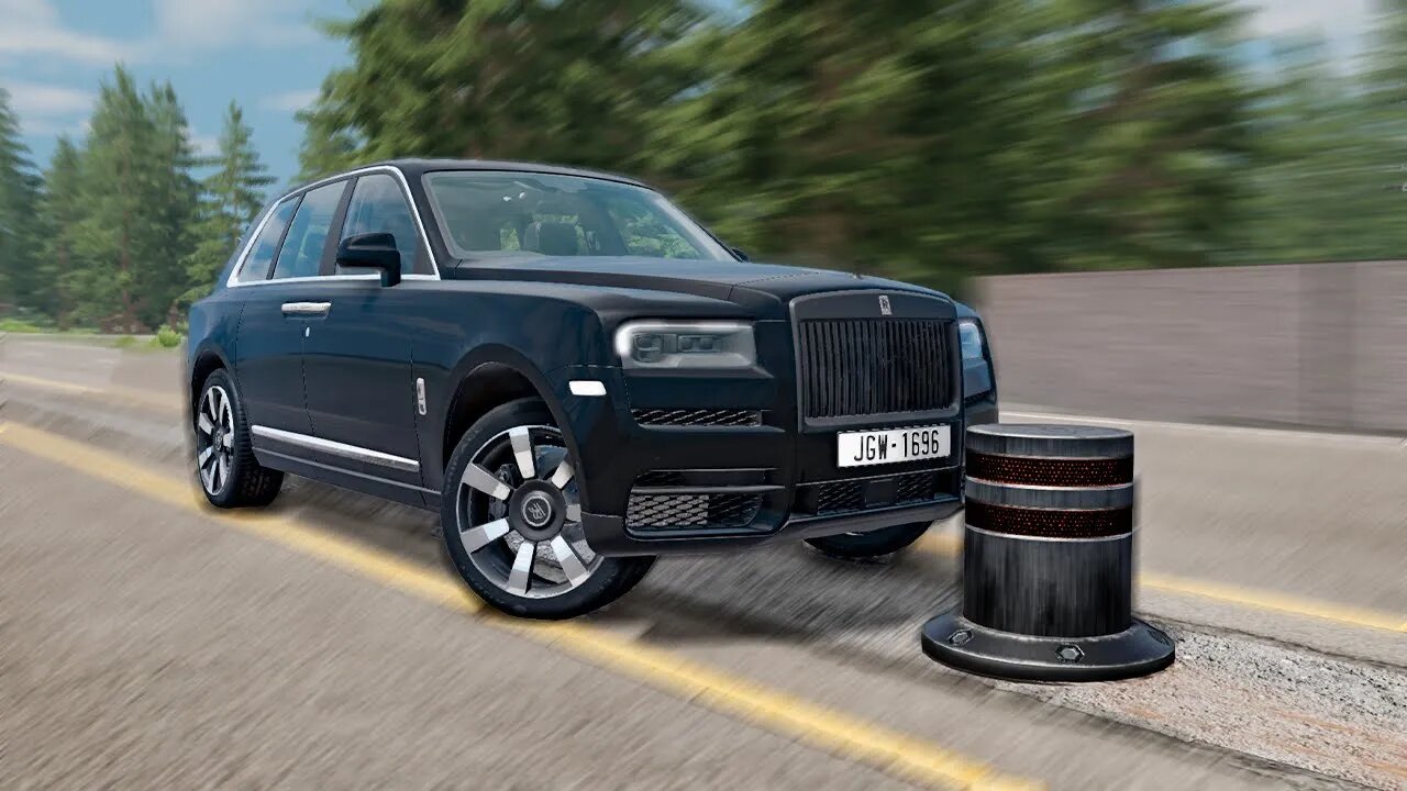 Rolls-Royce Cullinan vs Bollard – BeamNG.Drive