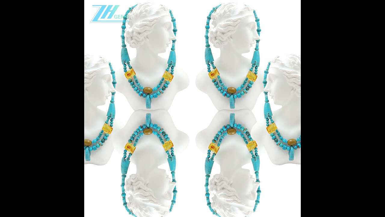 Natural turquoise and amber with Pietersite gemstone pendant necklace full strand 16inch01