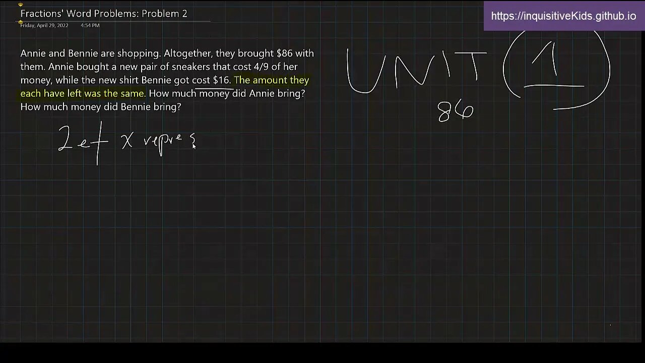 Fractions Word Problems: Problem 2
