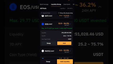 EOS LIQUIDITY MINING BYBIT REWARDS #eos #liquiditymining #highyield #bybit #bybittutorial #altcoin