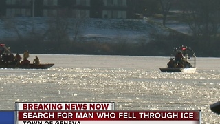 Search for man who fell through ice