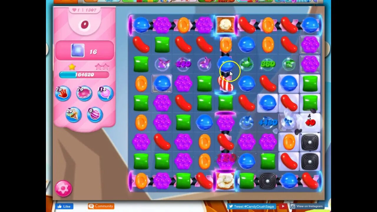 Candy Crush Level 1307 Talkthrough, 25 Moves 0 Boosters