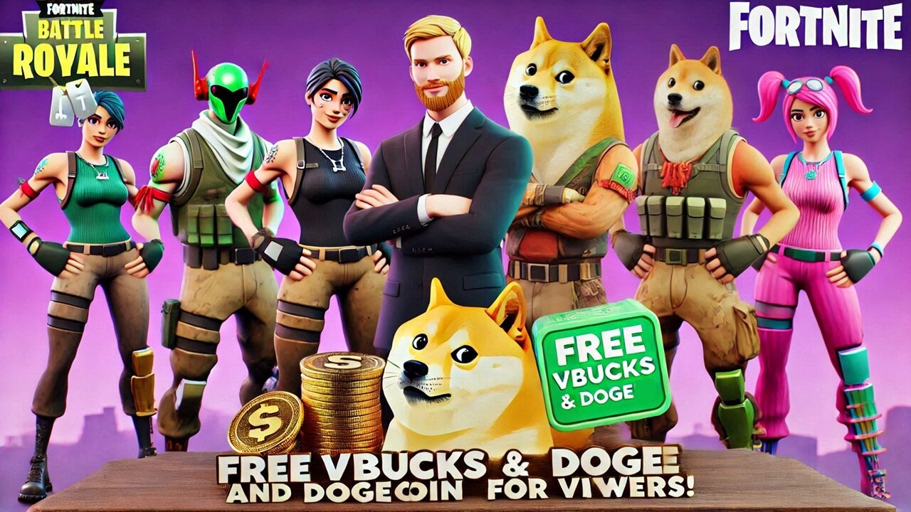 Playing Fortnite and Giving Away Vbucks, Skins and $DOGE coin!