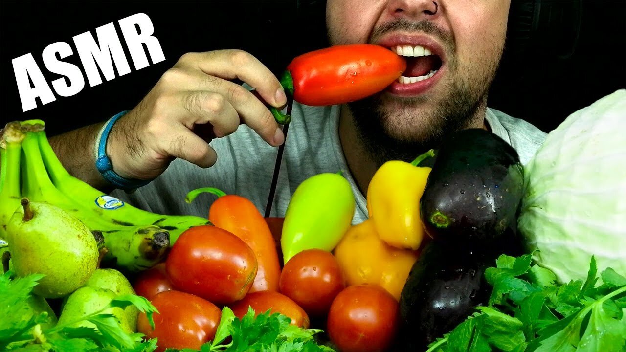 ASMR VEGAN | ASSORTED VEGETABLES AND FRUITS | MUKBANG | EATING SOUND (NO TALKING) 🎧 BEST SOUND