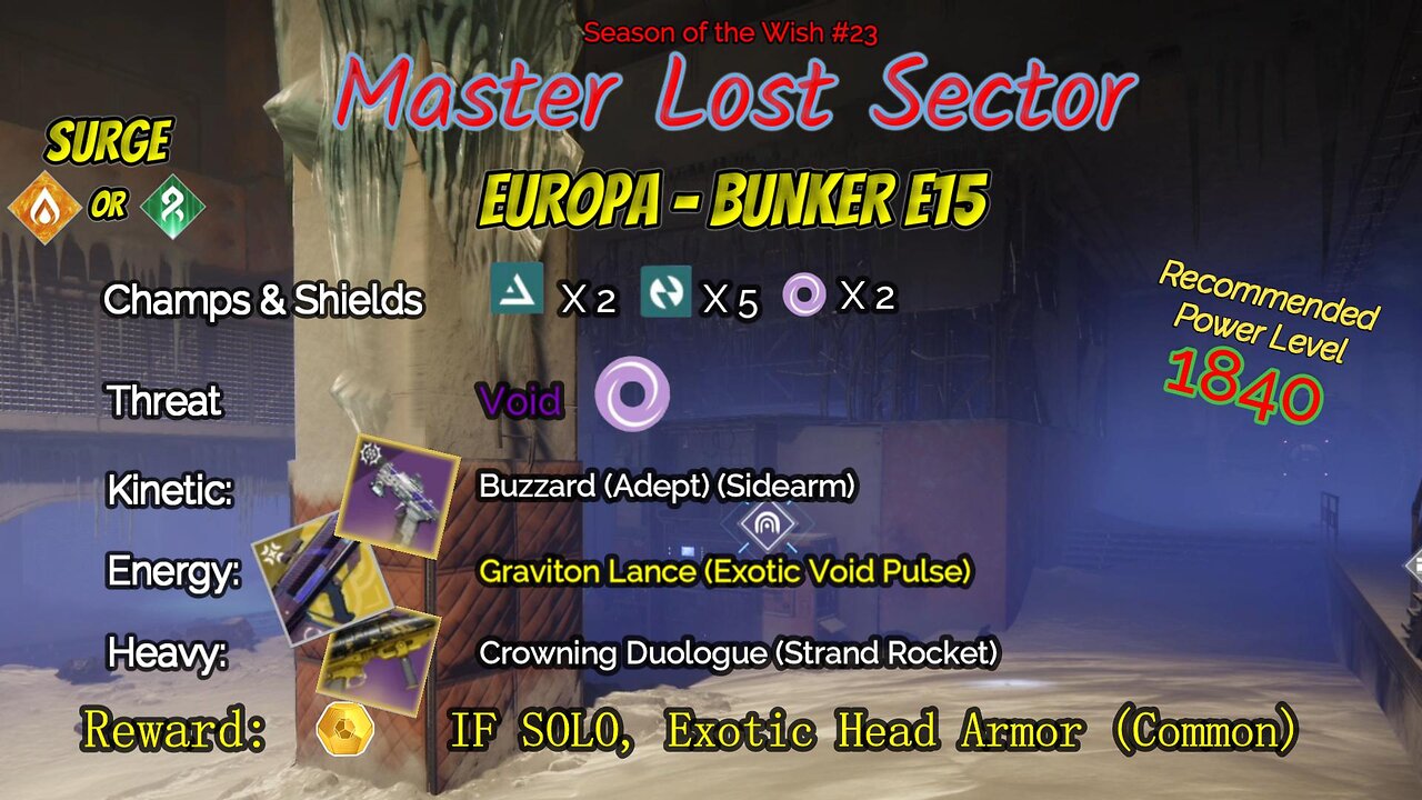 Destiny 2 Master Lost Sector: Europa - Bunker E15 on my Stasis Warlock 1-15-24