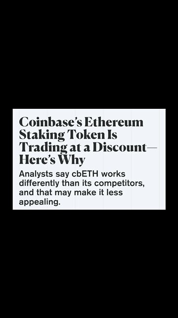 Coinbase’s Ethereum Staking Token Is Trading at a Discount #cryptomash #ethereum #crypto #viral
